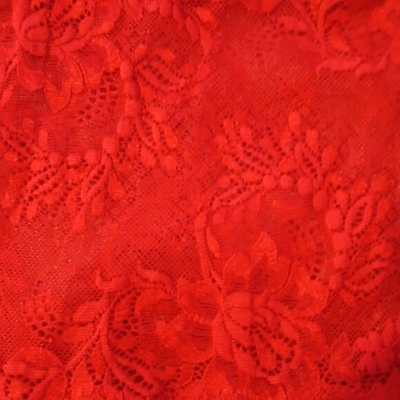 Cacique Lingerie Vintage Women's Red Floral Lace Teddy SZ L - Picture 6 of 8